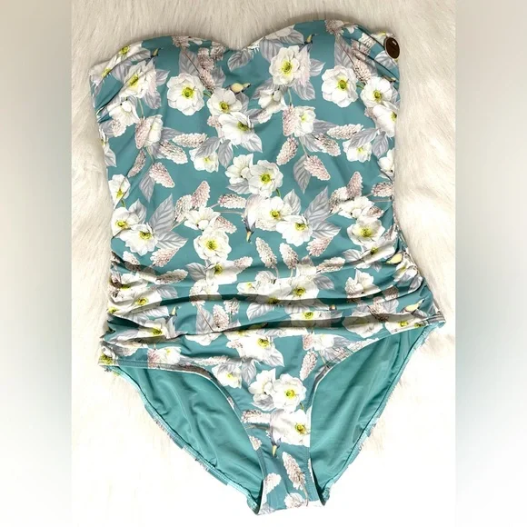 Nip Tuck Ladies One Piece Swimsuit Tummy Control Light Blue Floral Size 12 NEW - Picture 3 of 11